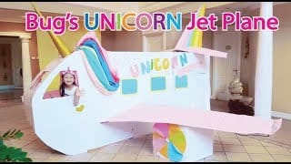 Bug's UNICORN Barbie Airplane Boxfort / Airport Pretend Play 1 IVmgWA