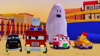 La Super Patrouille, camion pompier et voiture de police, et le Fantôme à Car City | HALLOWEEN ! 1 XHlH54