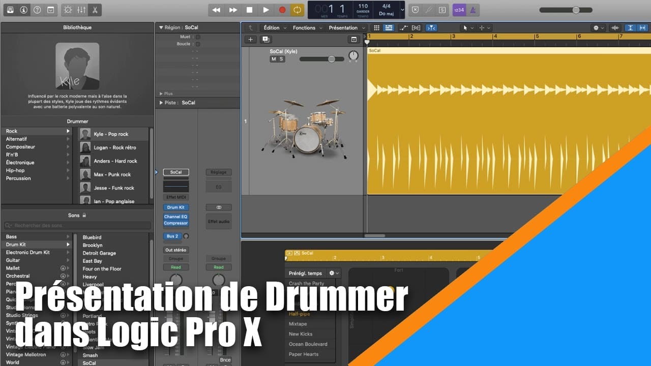 Tutoriel Logic Pro X (en Français): l'instrument virtuel Drummer dans ...